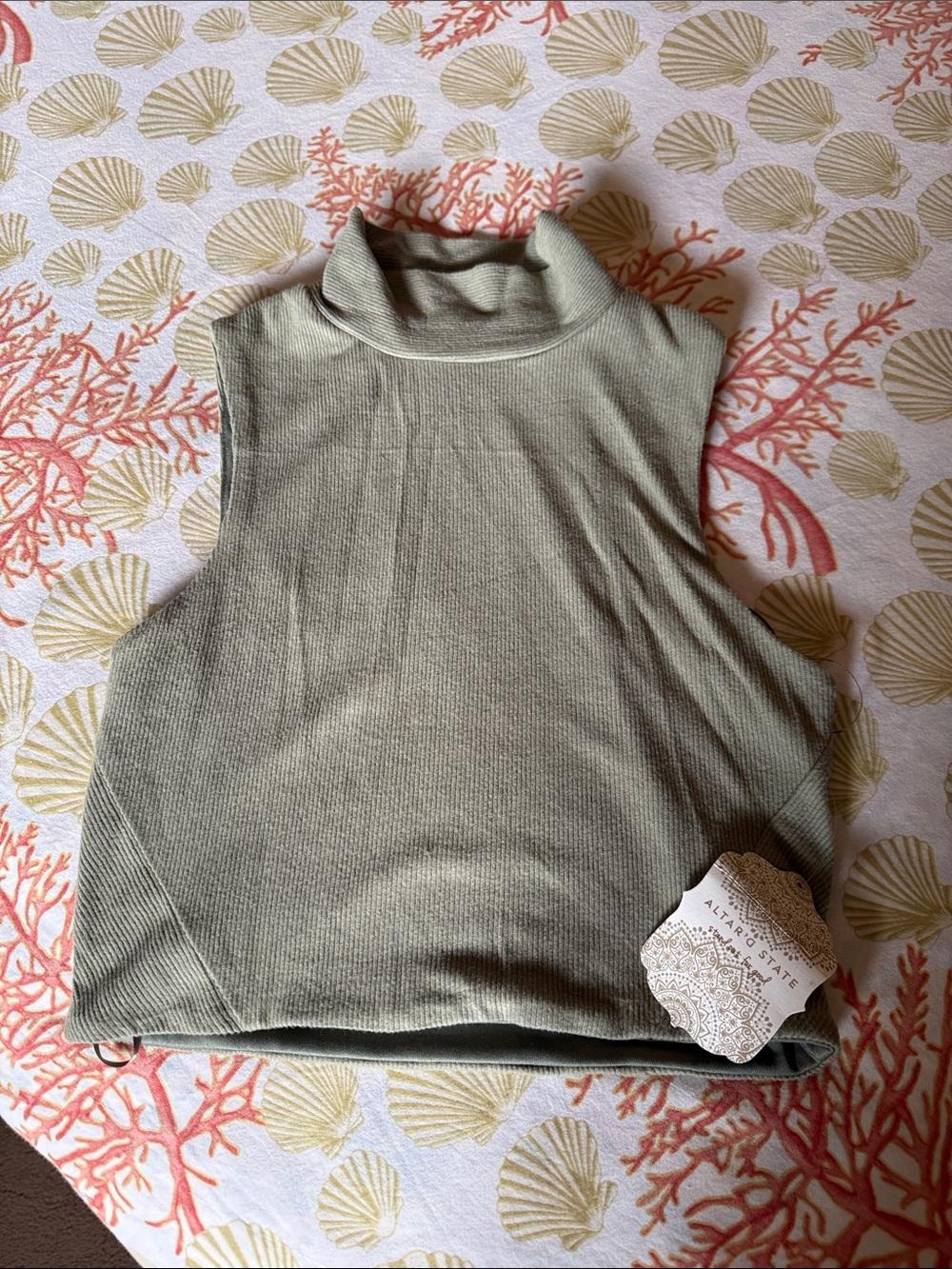 Altar’d State Mock Turtleneck Ribbed Cropped Top - Sage Green